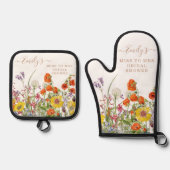 カラフルな野生の花がミス・トゥ・ミセスのブライダルシャワーを応援 鍋つかみ&鍋敷きセット (正面)