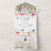 カラフルな野生の花が1つの結婚式の招待状に オールインワン招待状 (内側)