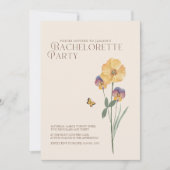 カラフルな野生の花と蝶のブライズメイドパーティー 招待状 (正面)