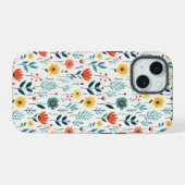 カラフルな野生の花のデザイン iPhone 15ケース (裏面横)