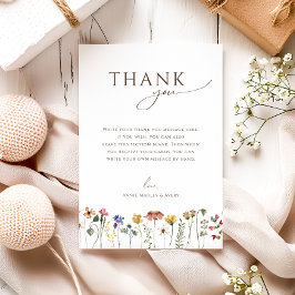 カラフルな野生の花のフラット縦バースデーパーティー サンキューカード