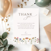カラフルな野生の花のフラット縦バースデーパーティー サンキューカード