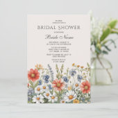 カラフルな野生の花のブライズシャワー 招待状 (スタンド正面)