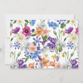 カラフルな野生の花のブライダルシャワーフラット サンキューカード (裏面)