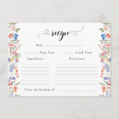 カラフルな野生の花のブライダルシャワー レシピ カード (正面)