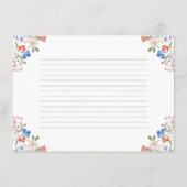 カラフルな野生の花のブライダルシャワー レシピ カード (裏面)