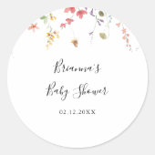 カラフルな野生の花のベイビーシャワープレゼント ラウンドシール (正面)