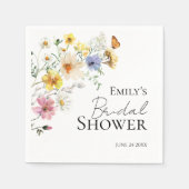 カラフルな野生の花のボヘミアンスタイルのウェディングシャワーナプキン スタンダードカクテルナプキン (正面)