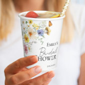 カラフルな野生の花のボヘミアンスタイルのブライズシャワーパーティー 紙コップ