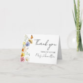 カラフルな野生の花のボヘミアンスタイルのブライズシャワー サンキューカード (正面)