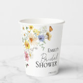 カラフルな野生の花のボヘミア風ブライズシャワー 紙コップ (裏面)