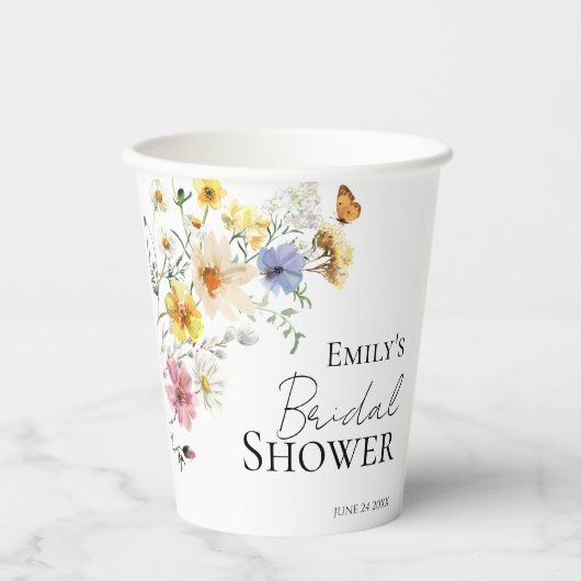 カラフルな野生の花のボヘミア風ブライズシャワー 紙コップ (正面)