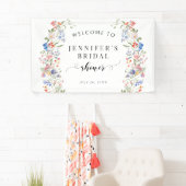 カラフルな野生の花のリース ブライダルシャワーのウェルカム 横断幕 (インサイチュ)