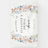 カラフルな野生の花のリース ブライダルシャワーのウェルカム 横断幕 (縦)