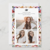 カラフルな野生の花の写真 卒業式 招待状 (裏面)