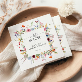 カラフルな野生の花の境界線 スタンダードカクテルナプキン