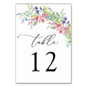 カラフルな野生の花の結婚式テーブルナンバー テーブルナンバー (正面)