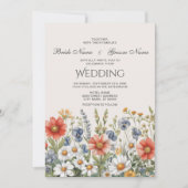 カラフルな野生の花の結婚式招待状 招待状 (正面)