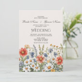 カラフルな野生の花の結婚式招待状 招待状 (スタンド正面)