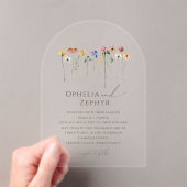 カラフルな野生の花の結婚式 アクリル招待状 (インサイチュ (ポータブル))