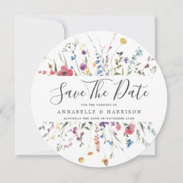 カラフルな野生の花の結婚式 Save The Date セーブザデート