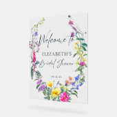 カラフルな野生の花の花束のカリグラフィー歓迎 アクリルサイン (傾斜)