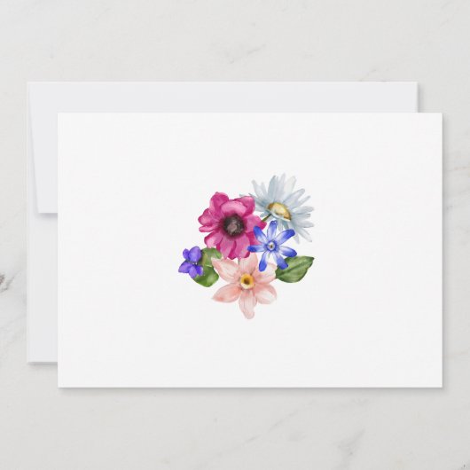 カラフルな野生の花の花束の結婚前のお祝い サンキューカード (裏面)