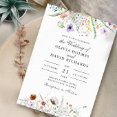 カラフルな野生の花の草原のウェディングフラワー  招待状