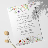 カラフルな野生の花の草原のウェディングフラワー  招待状