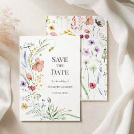 カラフルな野生の花の草原 Save the Date カード