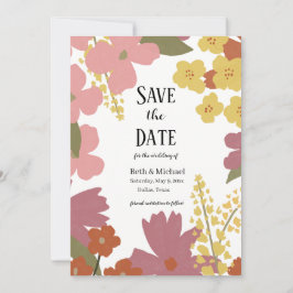 カラフルな野生の花の「Save the Date」 招待状