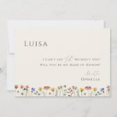 カラフルな野生の花ベージュの写真 メイドオブオナーカード 招待状 (裏面)