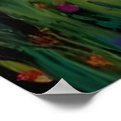 カラフルな野生の花園でのアライグマの芸術動物 ポスター (角)