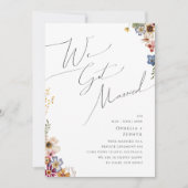 カラフルな野生の花園での秘密結婚発表 招待状 (正面)
