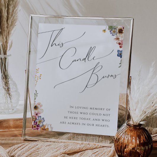 カラフルな野生の花園のキャンドルが燃える看板 ポスター