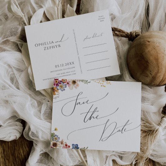 カラフルな野生の花園 Save The Date ポストカード