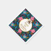 カラフルな野生の花　あらゆる年齢　カスタム写真誕生日 スタンダードカクテルナプキン (角)