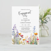 カラフルな野生の花 エレガントな婚約パーティー 招待状 (スタンド正面)