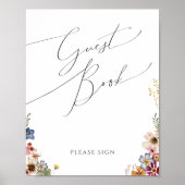 カラフルな野生の花 | ガーデンゲストブックサイン ポスター (正面)