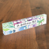 カラフルな野生の花 デスクネームプレート (側面)