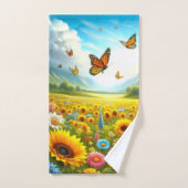 カラフルな野生の花 バスタオルセット (ハンドタオル)