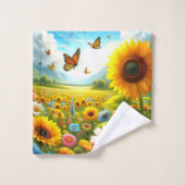 カラフルな野生の花 バスタオルセット (ウォッシュタオル)