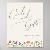 カラフルな野生の花 | ベージュのカードとギフトのサイン ポスター (正面)