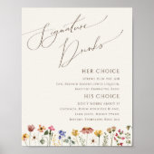 カラフルな野生の花 | ベージュのシグネチャードリンクサイン ポスター (正面)