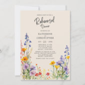 カラフルな野生の花 ベージュの結婚式のリハーサルディナー 招待状 (正面)