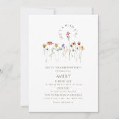 カラフルな野生の花 ワイルドワン誕生日パーティー 招待状 (正面)