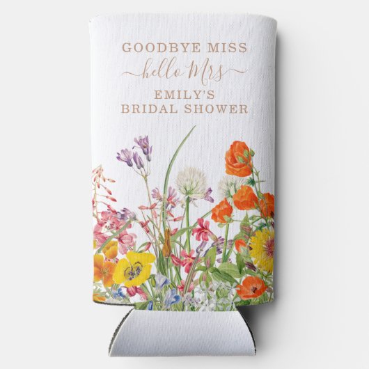 カラフルな野生の花 国の花 お別れ ミス スリム缶クーラー (裏面)