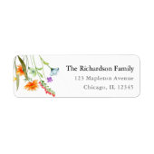 カラフルな野生の花 春の花 水彩画 ラベル (正面)