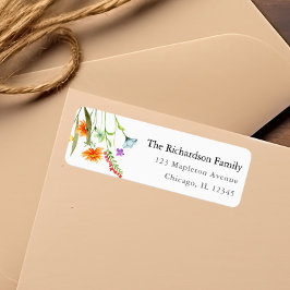 カラフルな野生の花 春の花 水彩画 ラベル