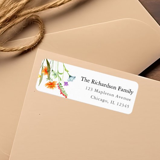 カラフルな野生の花 春の花 水彩画 ラベル